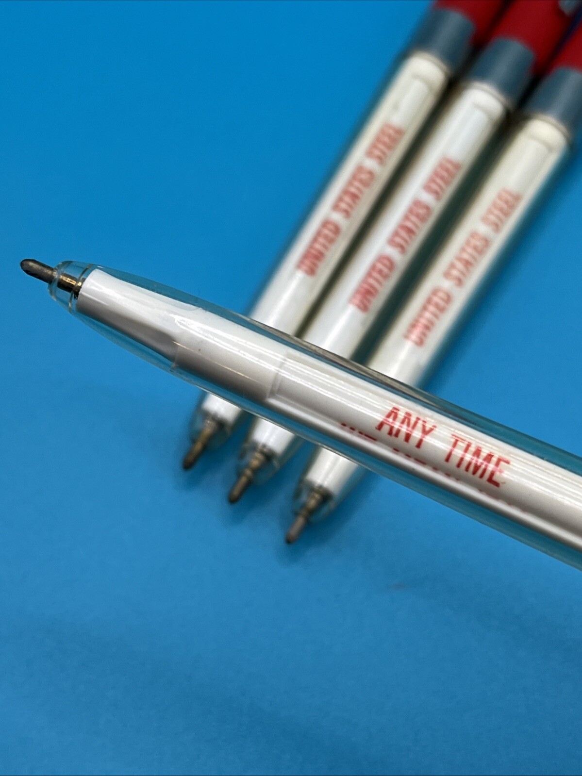 Vintage Advertising Pen United States Steel Any Pipe Any Time We Mean It Lot (4)