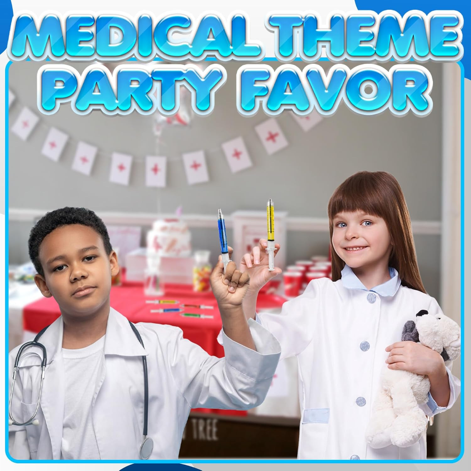 Syringe Pens – (Bulk Pack of 24) Retractable Fun Multi Color Novelty Pen for …