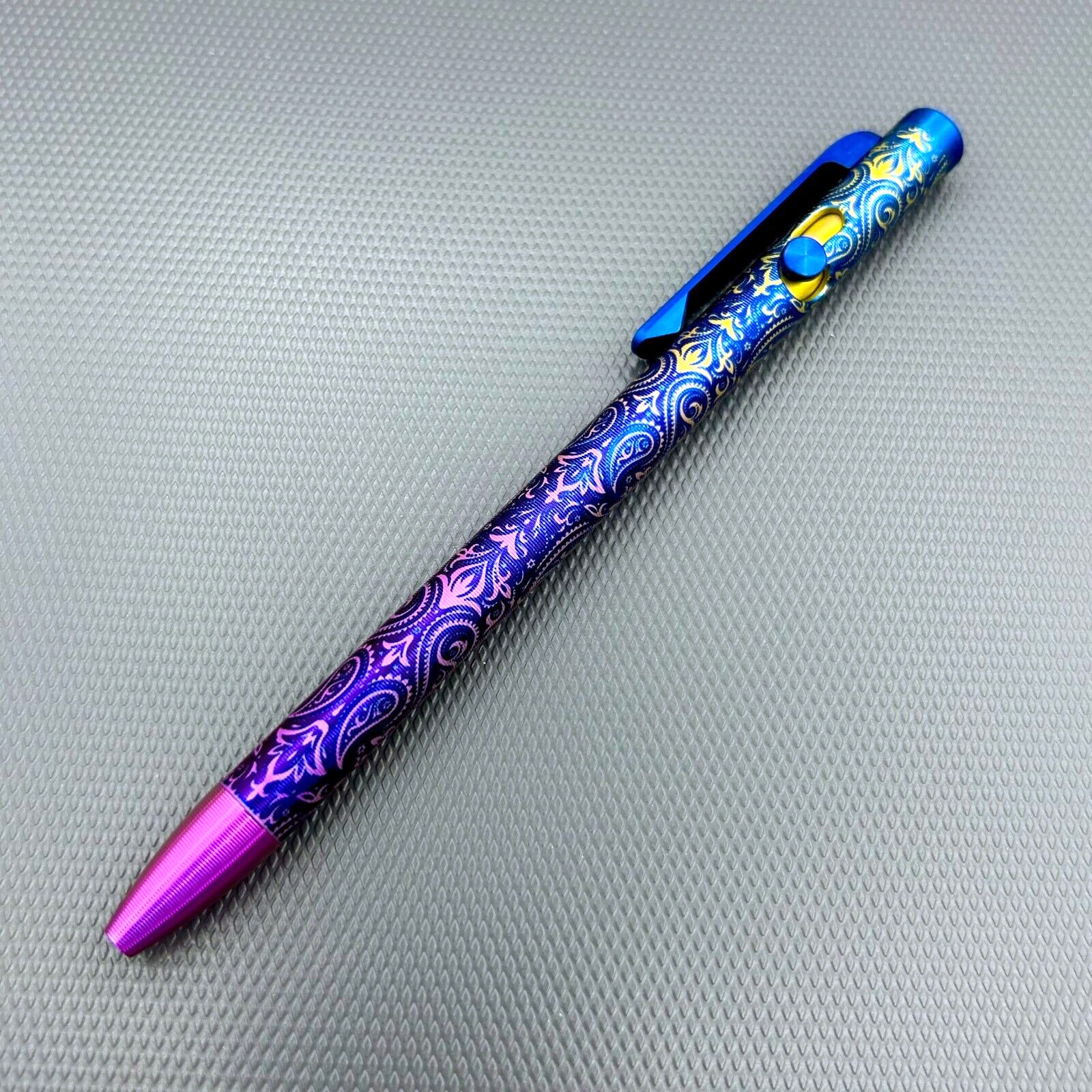 Tactile Turn – Titanium Slim Bolt Action Standard Size Pen Paisley Pn Ano Colors