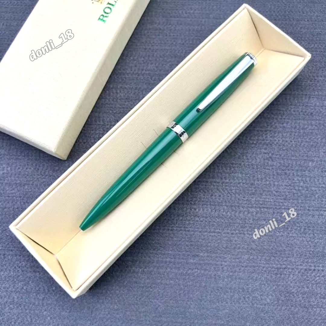 ROLEX Green Silver Ballpoint Pen AD VIP Gift Luxury Collectible New Boxed