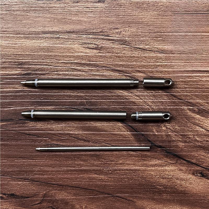 1PC Titanium Alloy Mini Ballpoint Pen Portable Keychain Outdoor Writing Pen EDC