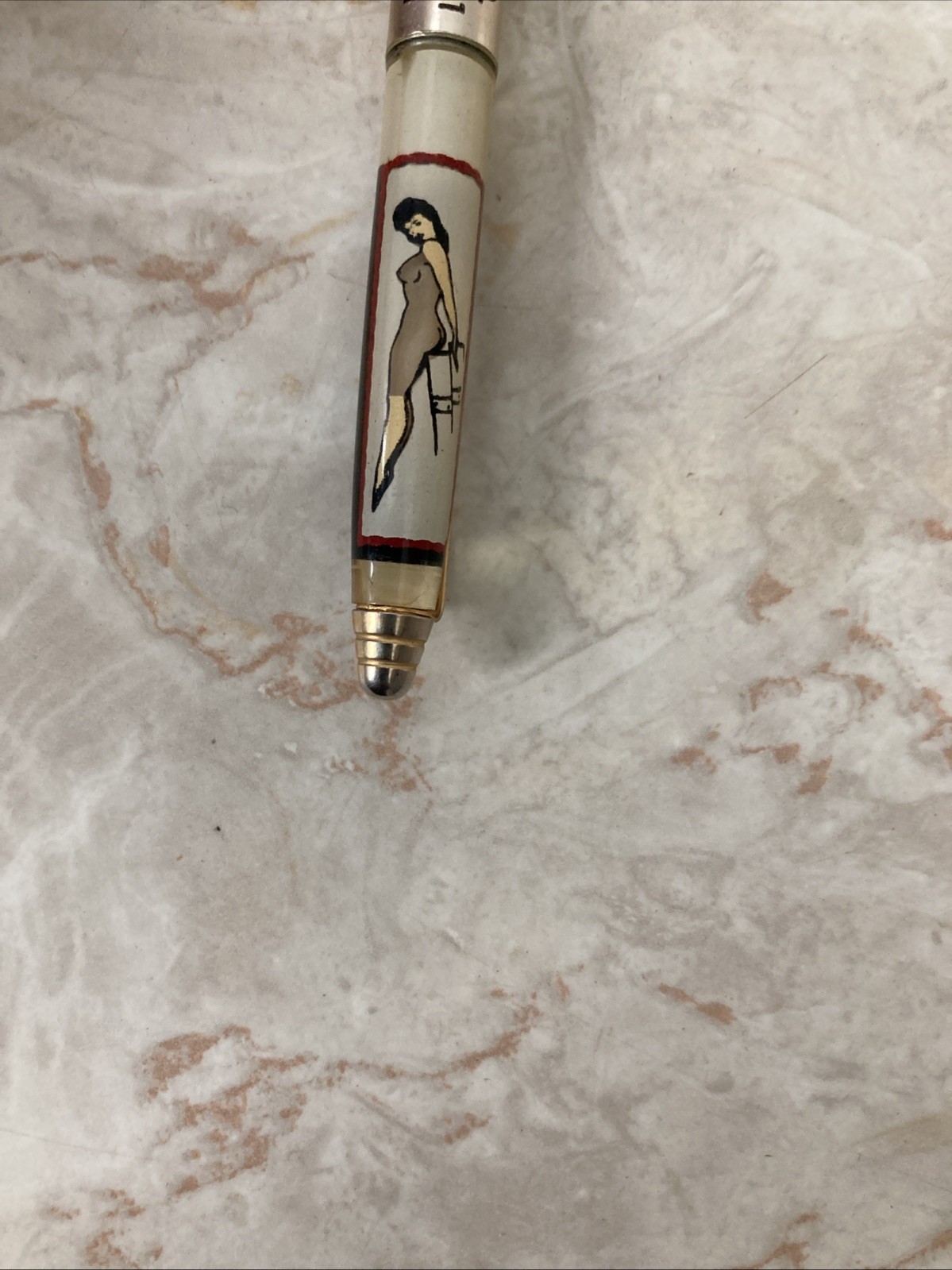 Vintage Carl Ratliff Muskogee Oklahoma Ball Point Dry Pen Lady Figure MU 2-9361