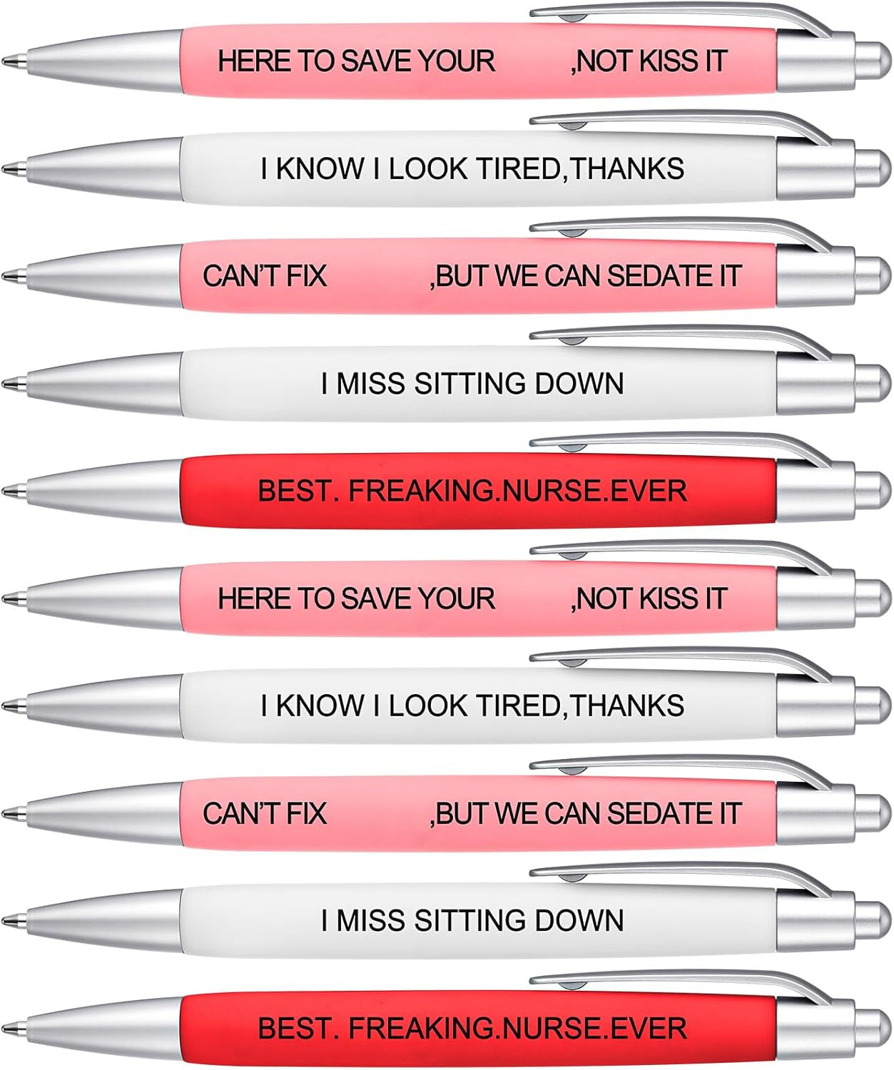 10 Pcs Nurses Ballpoint Pens Funny RN Gifts for Nurses Cute Gifts Black Ink W…