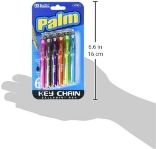 BAZIC Palm Mini Ballpoint Pen w/Key Ring, Roller Pens Medium Point 1.0mm, Sma…