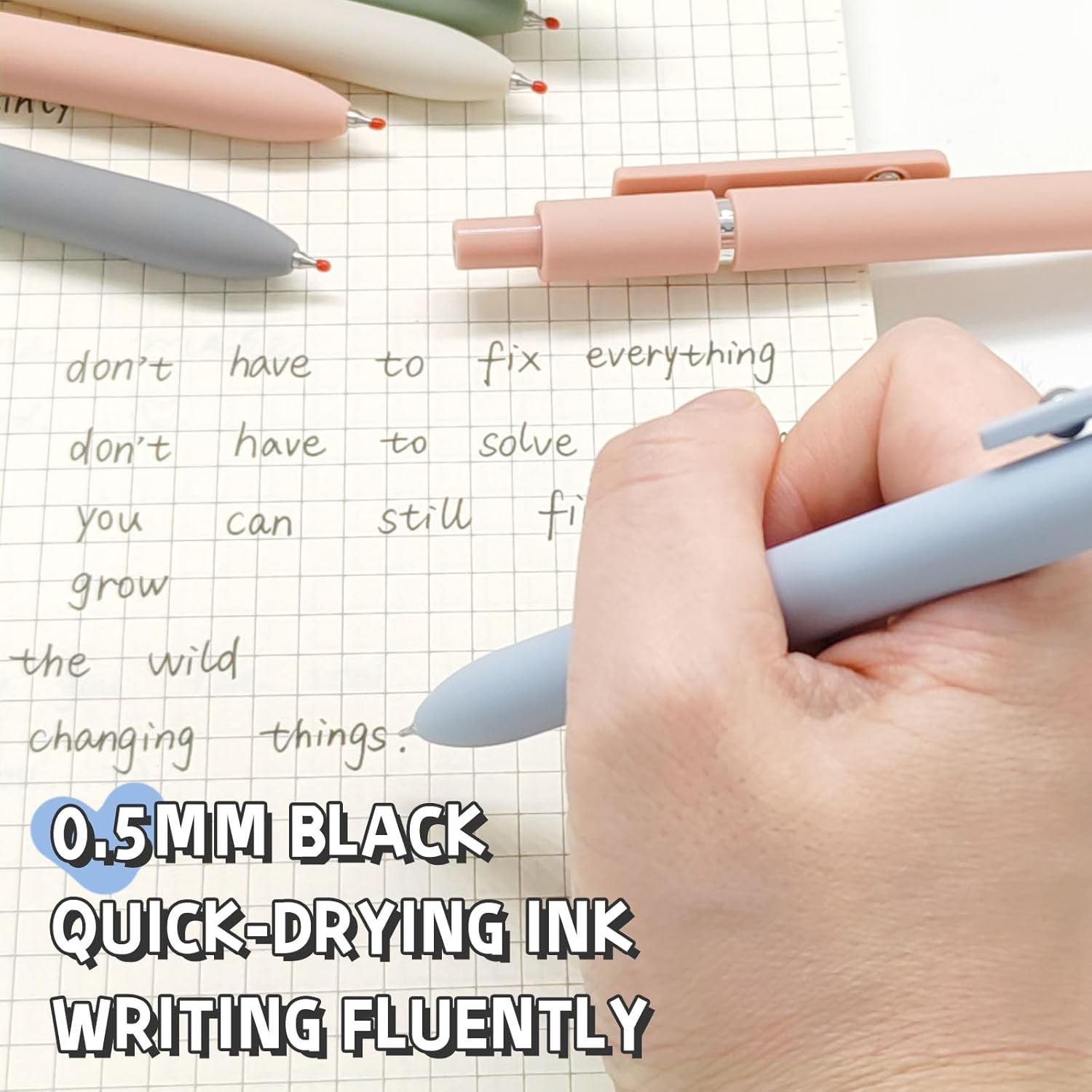 Gel Pens, 5 Pcs 0.5mm Black Ink Pens Fine Point Smooth Writing Pens, High-End Se
