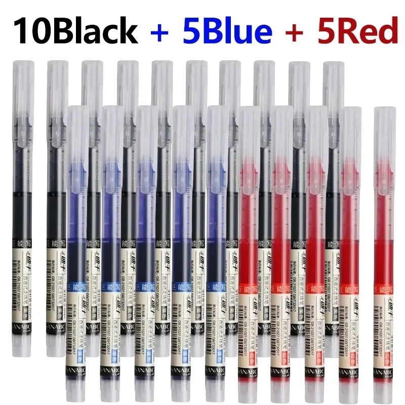 20pcs Gel Ink Pens 0.5mm Black Blue Red Needle Tip School Office