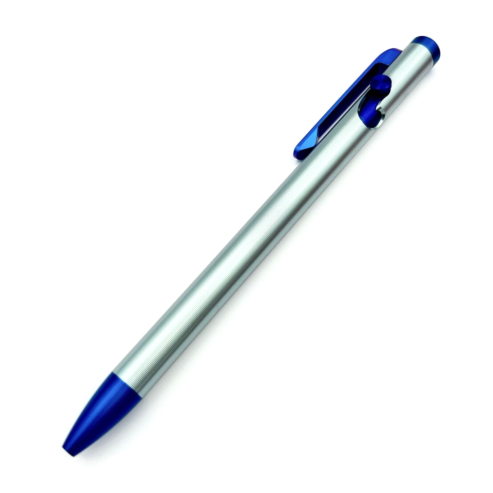 Tactile Turn – Titanium Slim Bolt Action Standard Size Pen Custom Blue & Grey