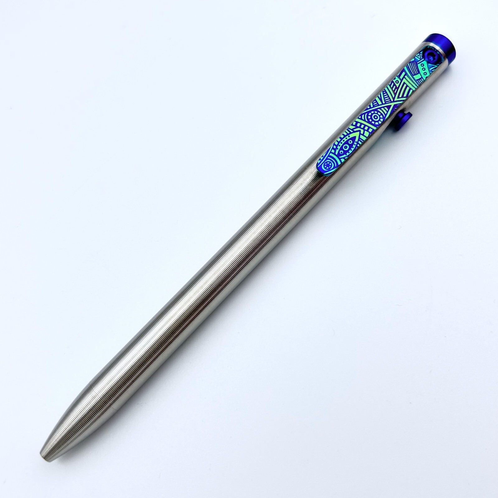 Tactile Turn – Titanium Slim Bolt Action Standard Size Pen Custom Tribal Clip