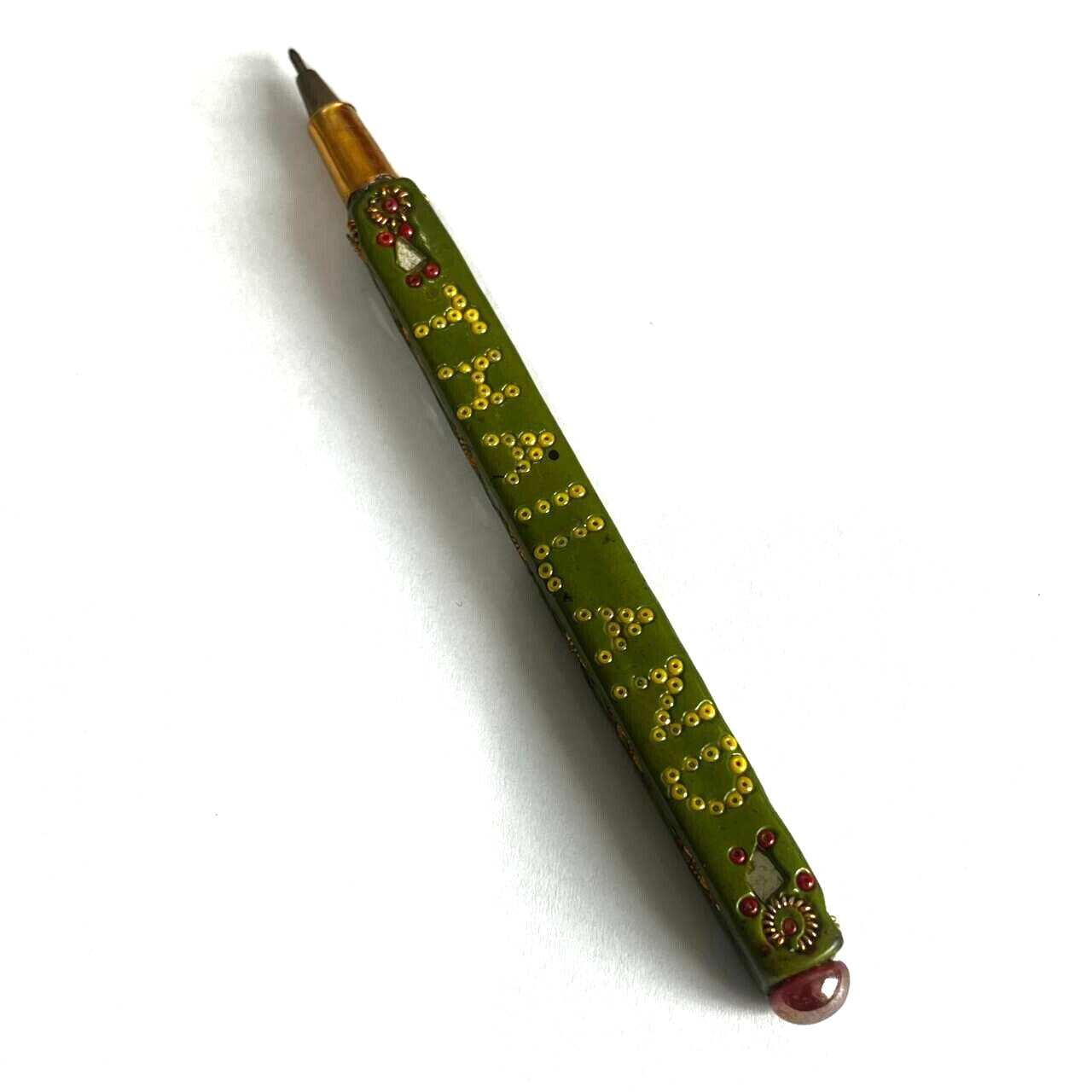 Vintage Rare Bangkok Handmade Beaded and Diamond cut mirrored Ballpoint Pen