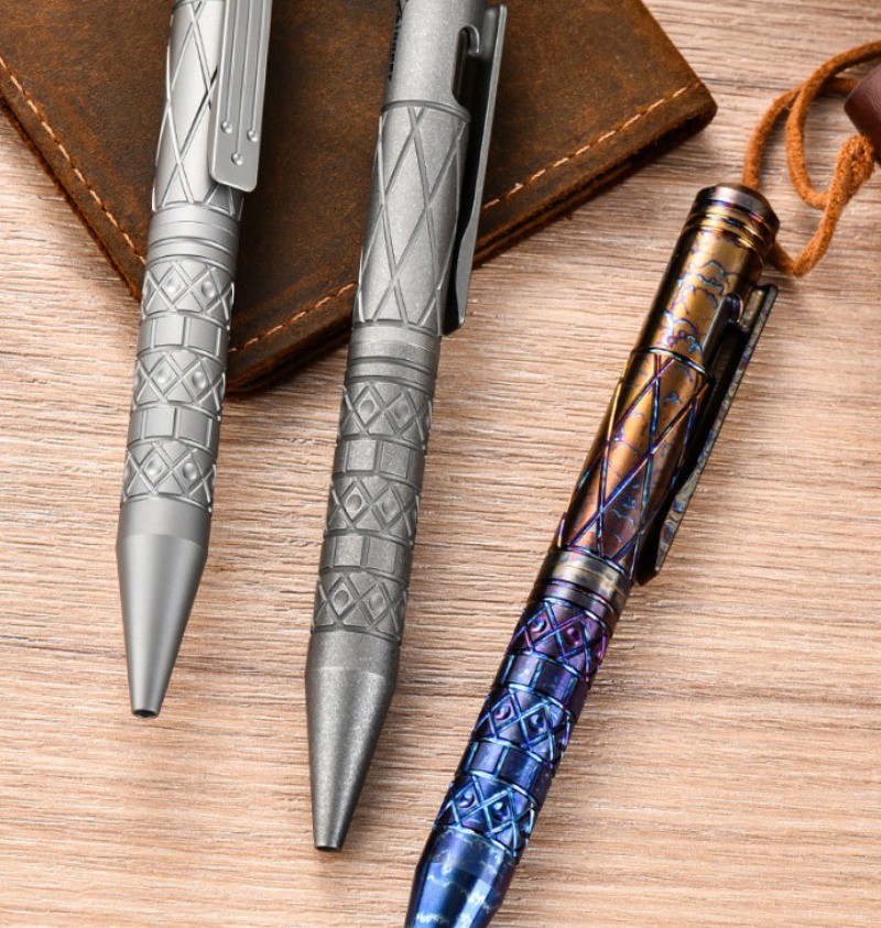 Handmade Titanium Ballpoint Pen Business Office Signature Writing EDC Pocket Pen