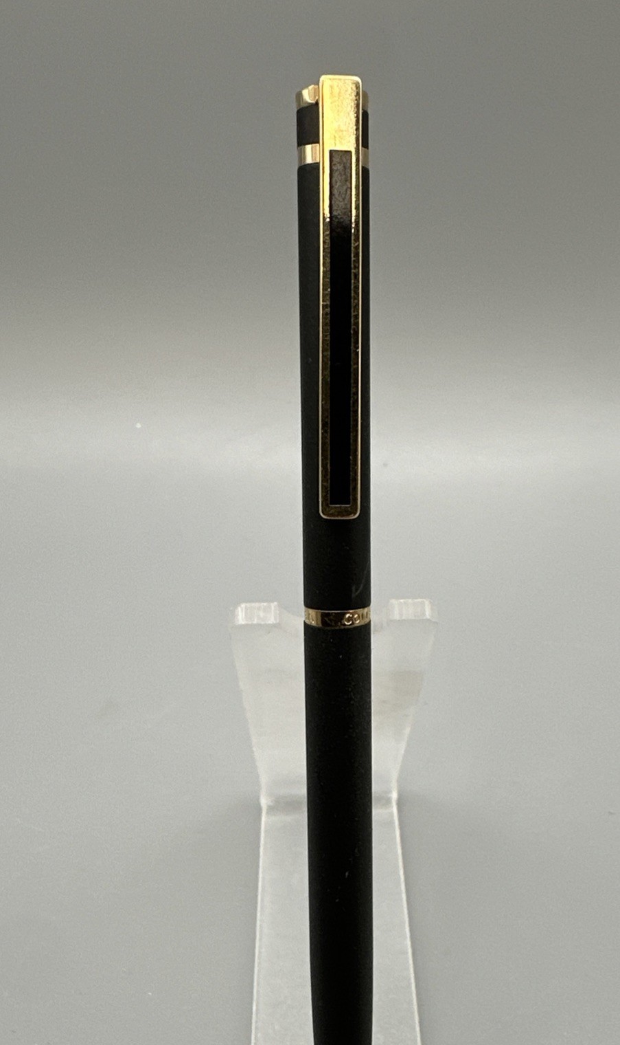Vintage Colibri Ballpoint Pen in Matte Black w/ Gold Trim USA 1270