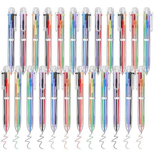 Pieces Multicolor Ballpoint Pens 0.5 mm 6 Colors Transparent Barrel 24