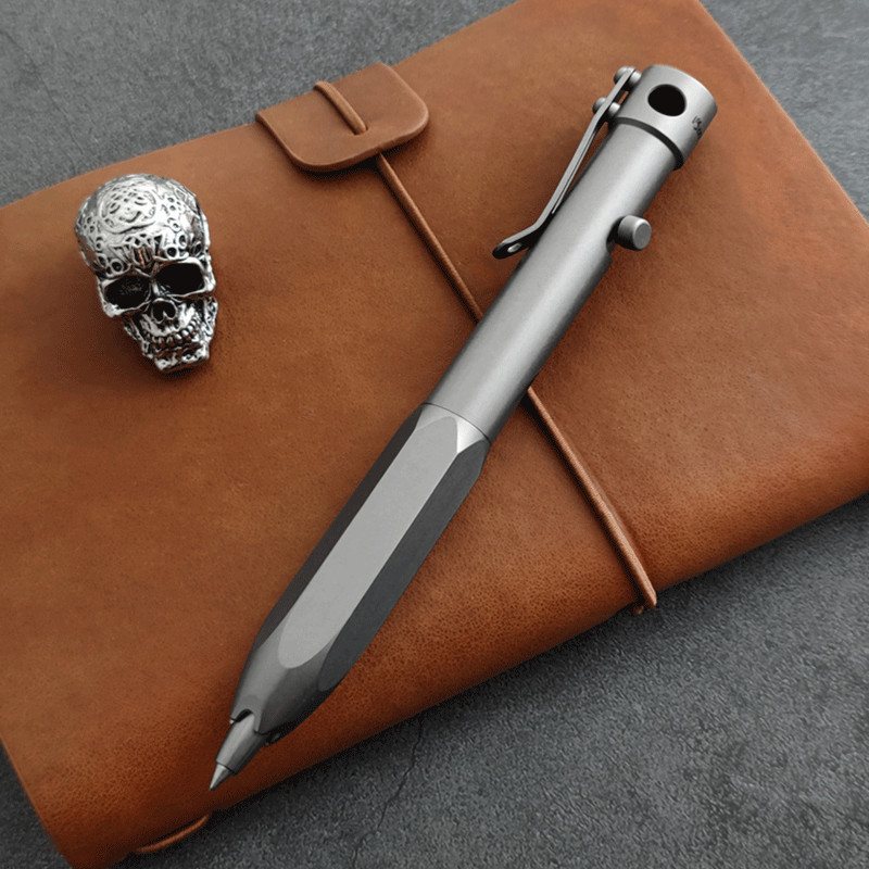 EDC Titanium Practical Pocket Pen Working Signature Ballpoint Pen with 5 Refills
