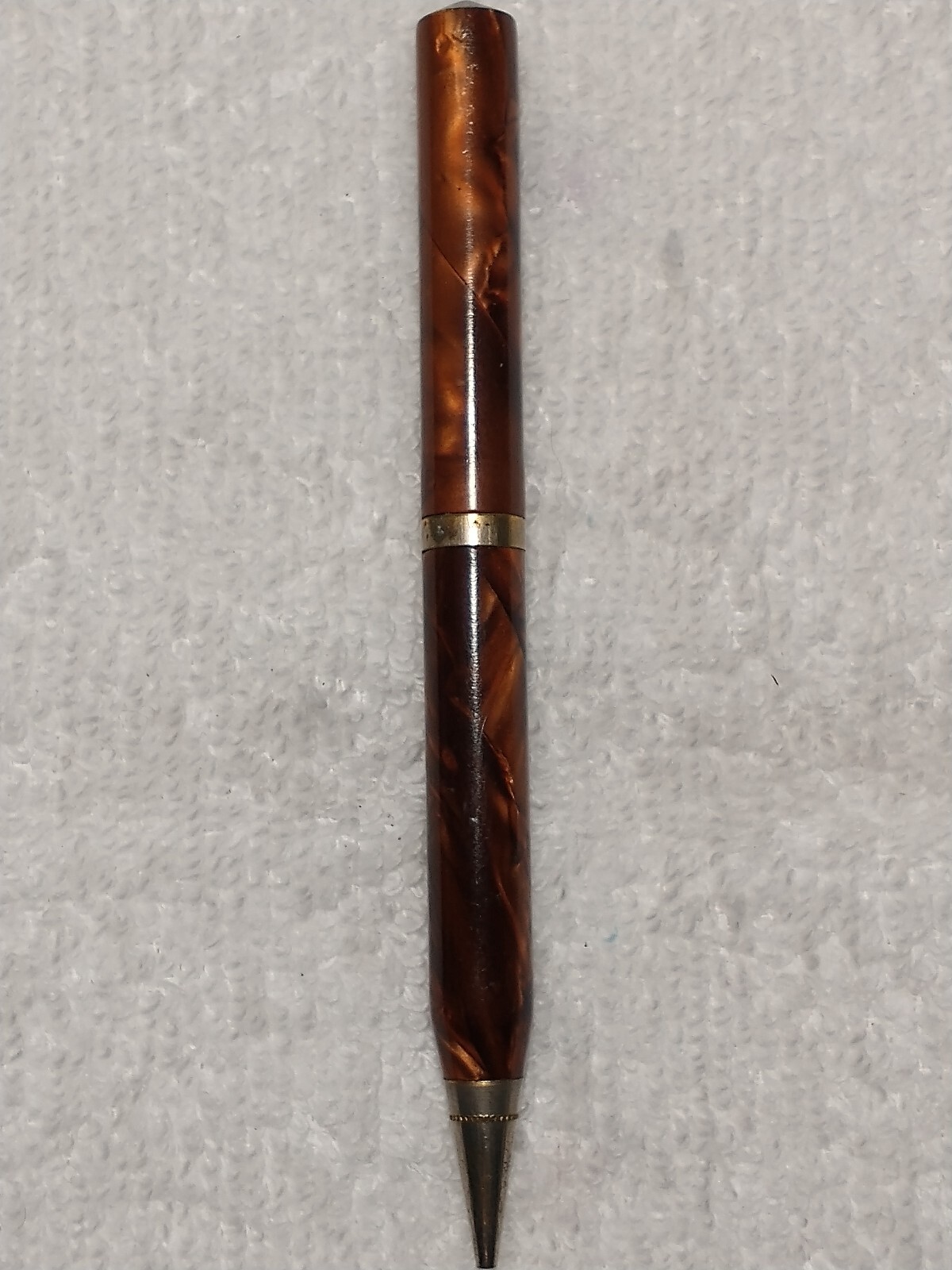 BEAUTIFUL WALTHAM VINTAGE MECH PENCIL IN ROOTBEER PEARL TONES CELLULOID ANTIQUE
