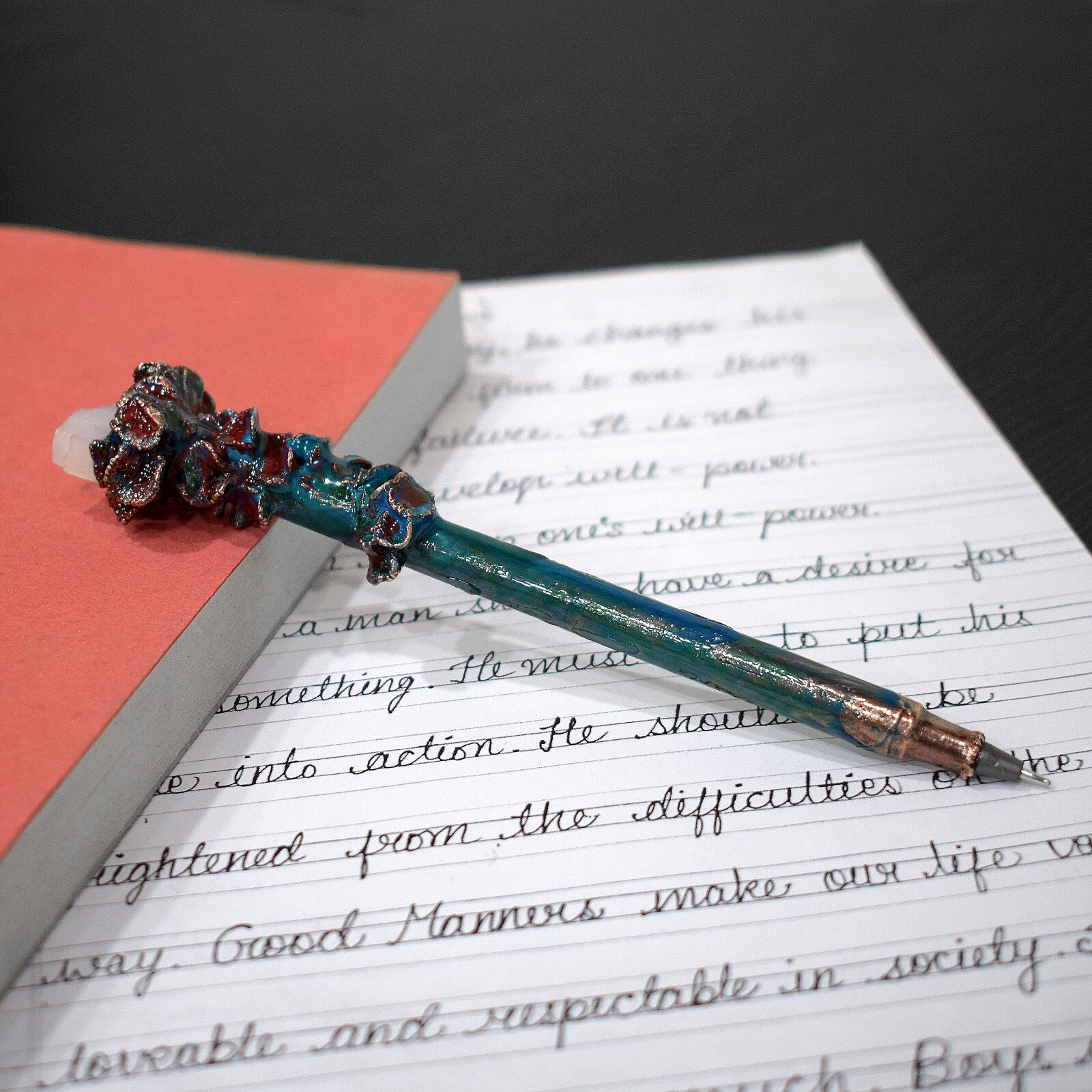 Handmade Craftsmanship Raw Moonstone Perfect Writes Full Metal 1mm Ballpoint Pen