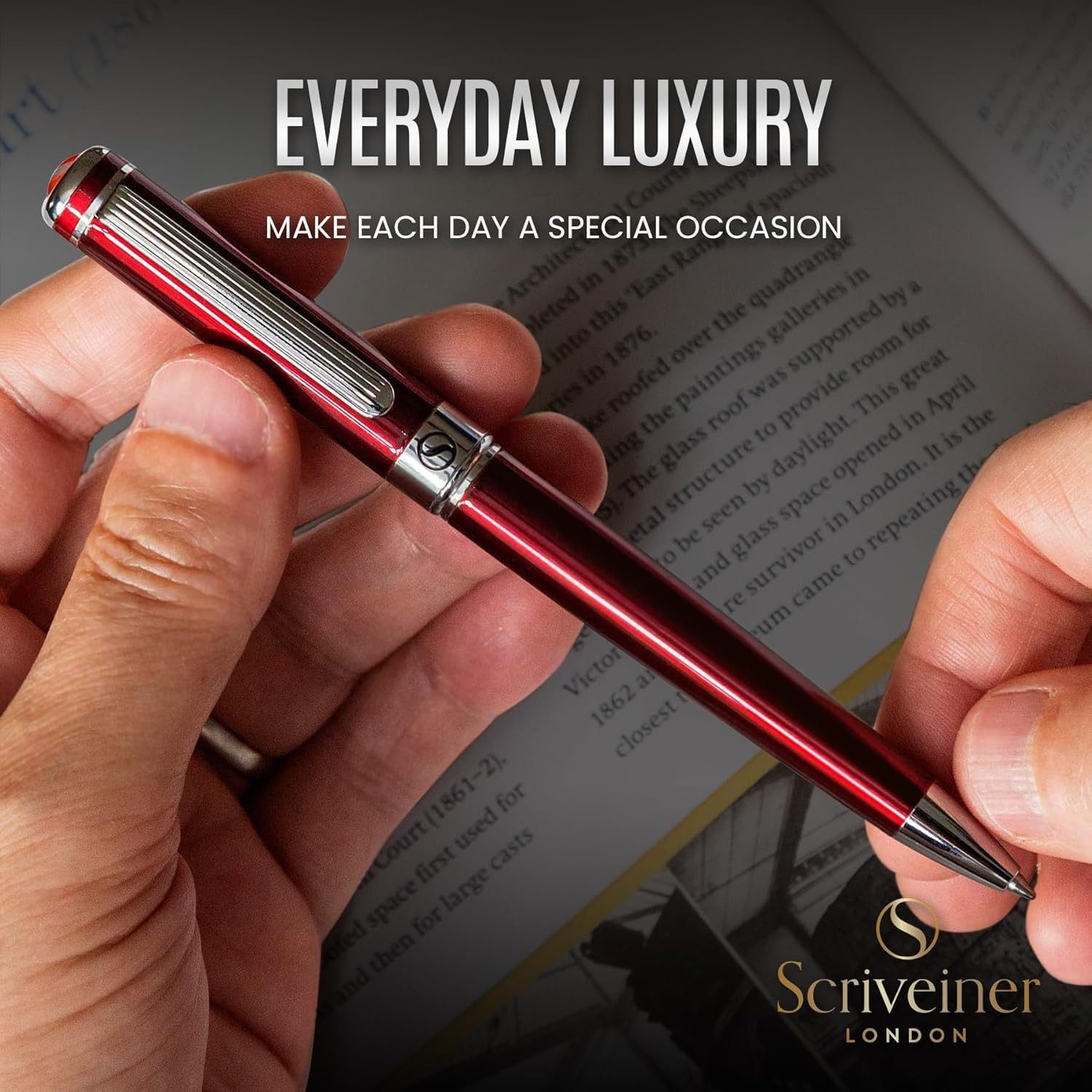 Crimson Red Lacquer Ballpoint Pen – Luxury Chrome Executive Gift, Schmidt Refill