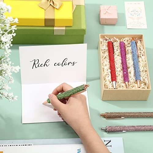 6 Pcs Bling Pen Cute Diamond Wedding Rhinestones Gift Metal Ballpoint Fancy Spar