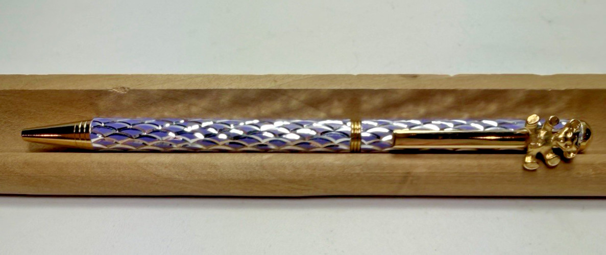 Unbranded Purple/Chrome Gold Trim Teddy Bear On Clip Vintage Ballpoint Pen