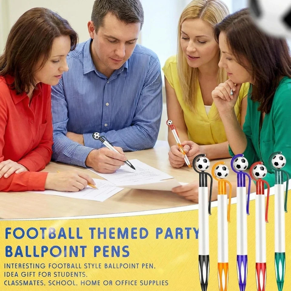 Dianelhall 20 Pcs Soccer Party Themed Soccer Pen Football Ballpoint Pens Retract