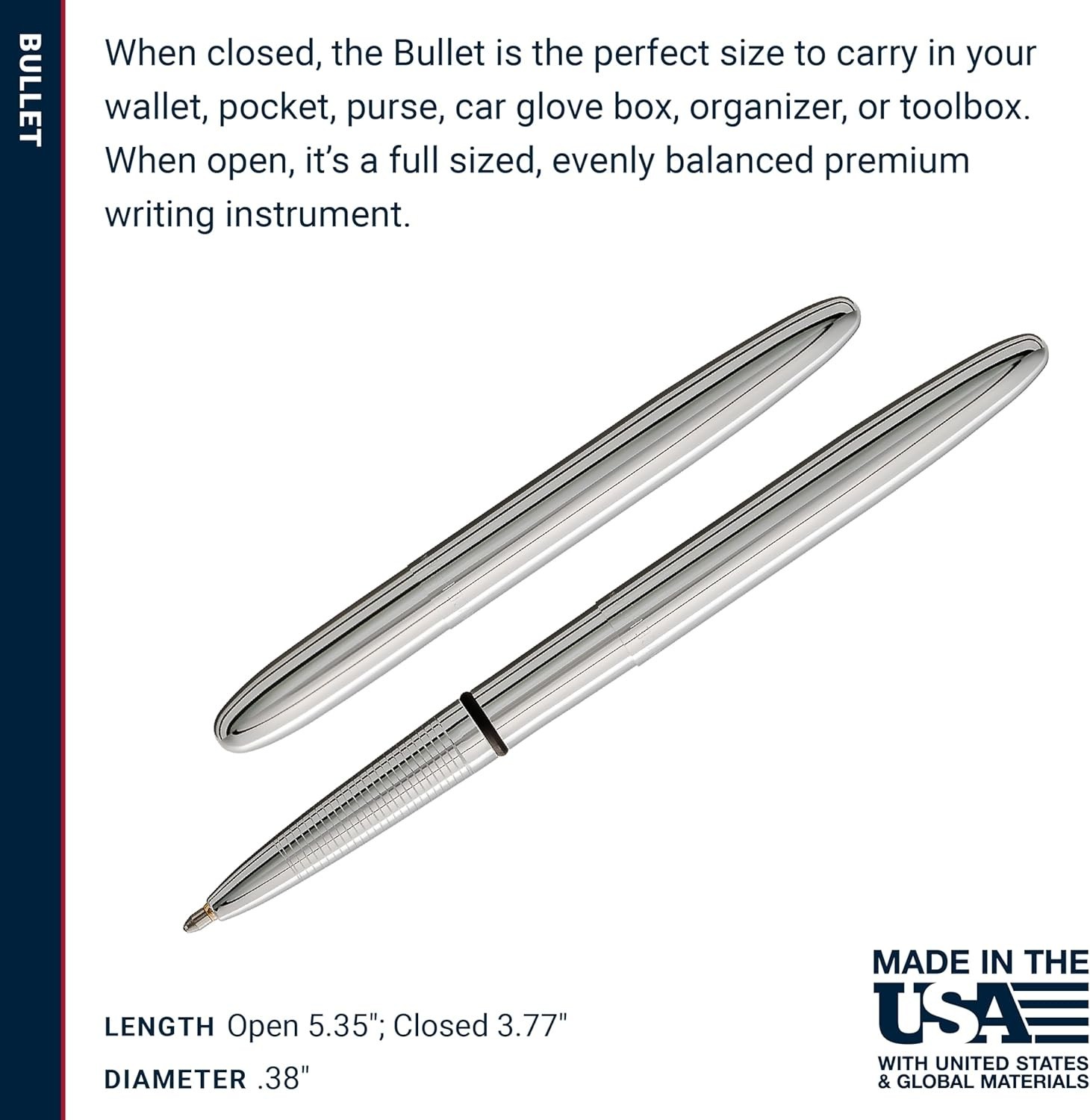 Fisher Space Pen Bullet Chrome S400 Writes Upside Down USA