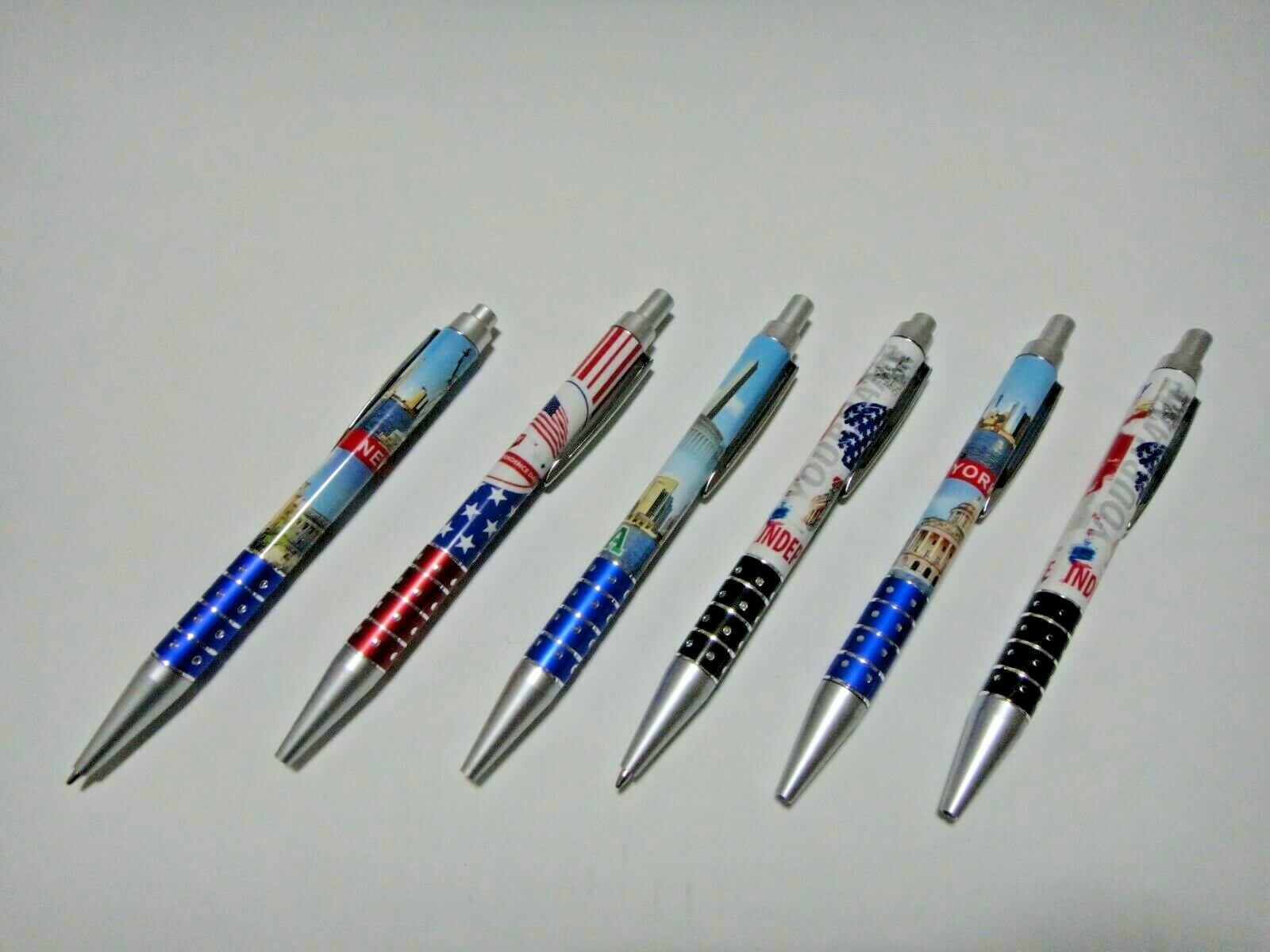 24X-BLACK Ballpoint New York Landmarks Ink Pen w. silver clip US Seller