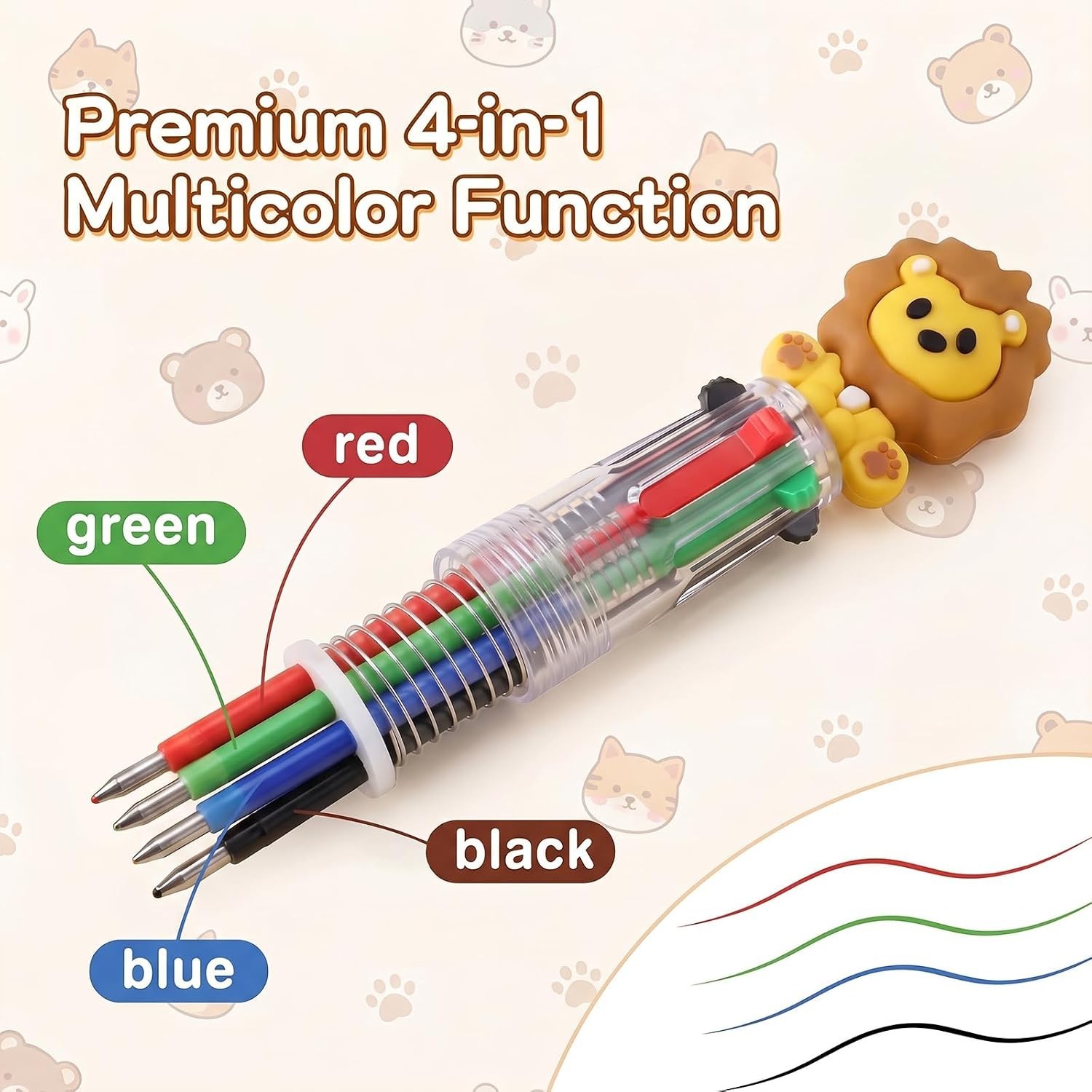 20Pcs Animal Multicolor Pens, 4-in-1 Bulk Cute Pens for Kids | Mini Ballpoint…