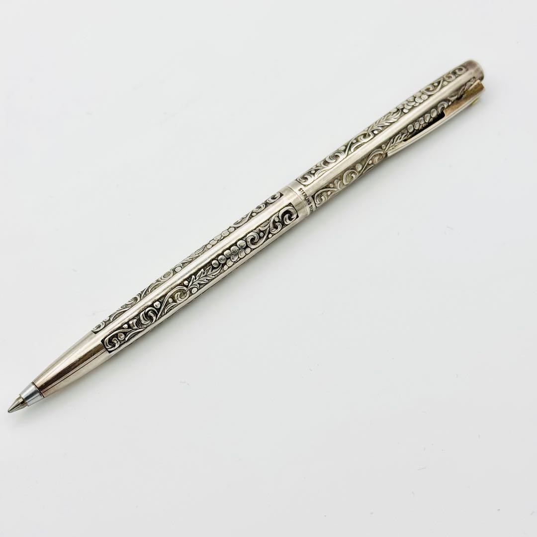 Rare Schafer Ballpoint Pen Sterling Silver Solid Engraving Good