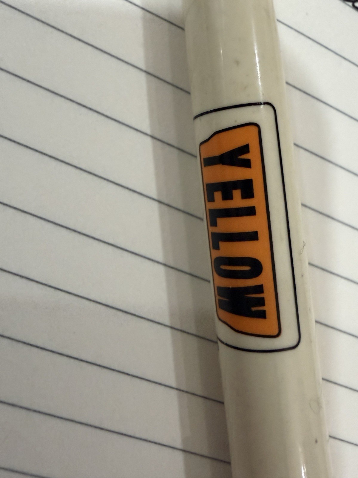 Vintage Yellow Trucking Bic Clic White – New Black Gel Ink Refill – USA Seller