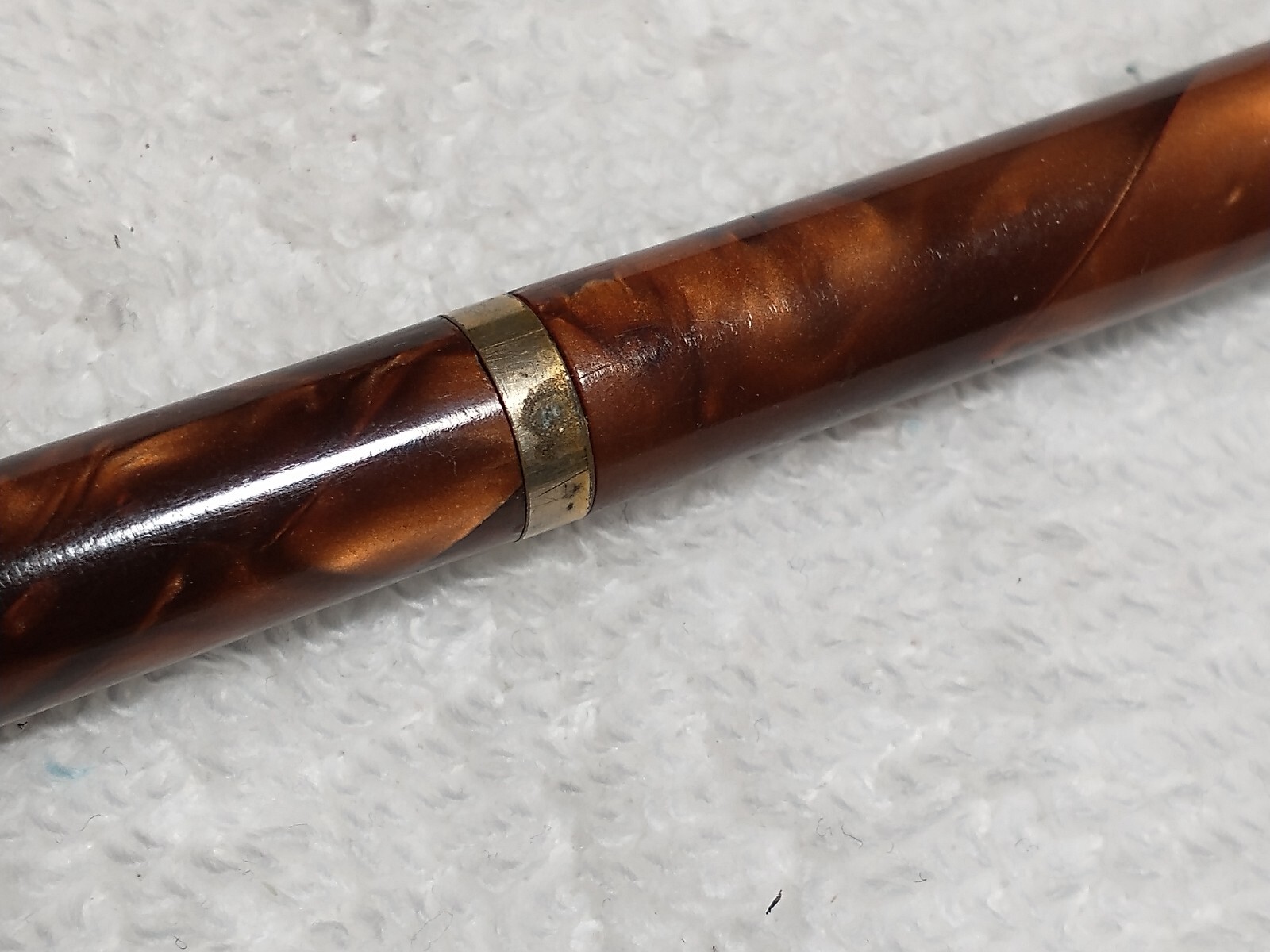 BEAUTIFUL WALTHAM VINTAGE MECH PENCIL IN ROOTBEER PEARL TONES CELLULOID ANTIQUE