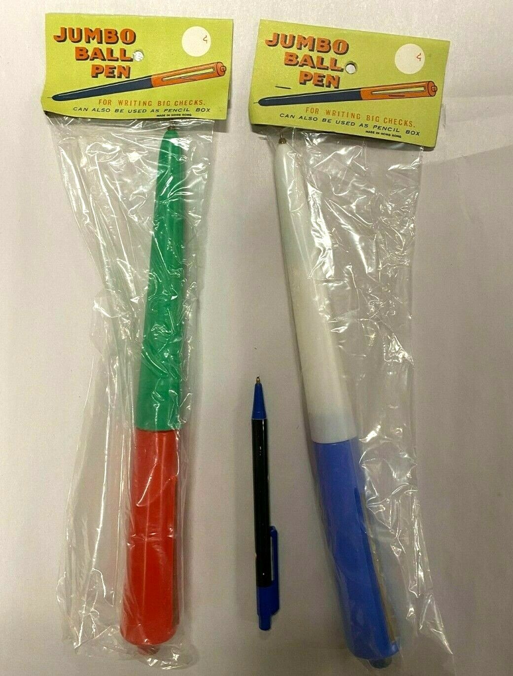PAIR OF 1960s GIANT FOOT LONG Novelty Pen and Pencil Box Made in Hong Kong