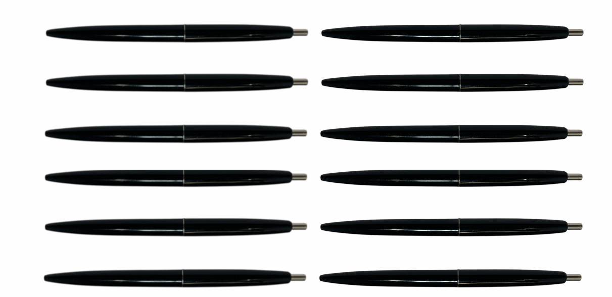 12 Pack of BIC Clic Silver Expression Knock Oily Ballpoint Pen Black