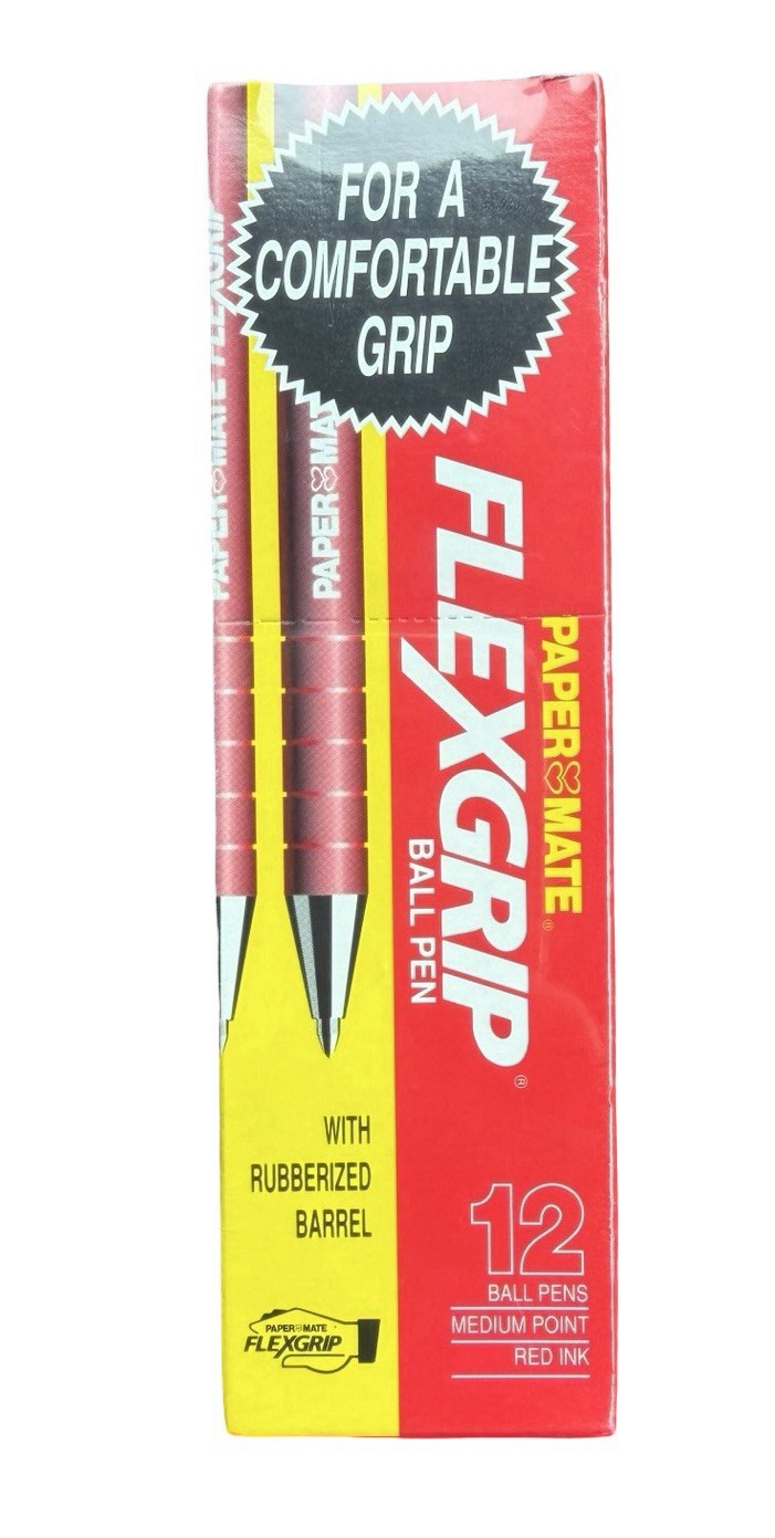 Vintage 1989 Paper Mate FlexGrip Red Ink Pens 12 Pack Sealed Medium Point Japan