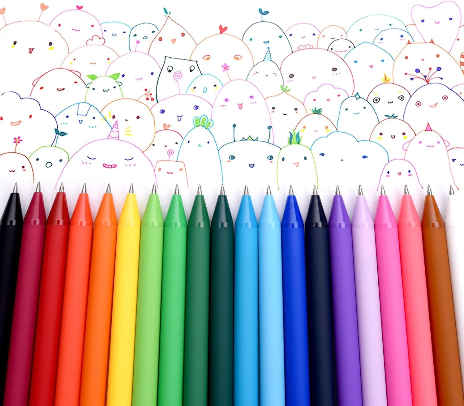 Kaco PURE Colored Gel Pens 0.5mm 20 Pieces Set Colorful Multi-color Ink Fine Poi