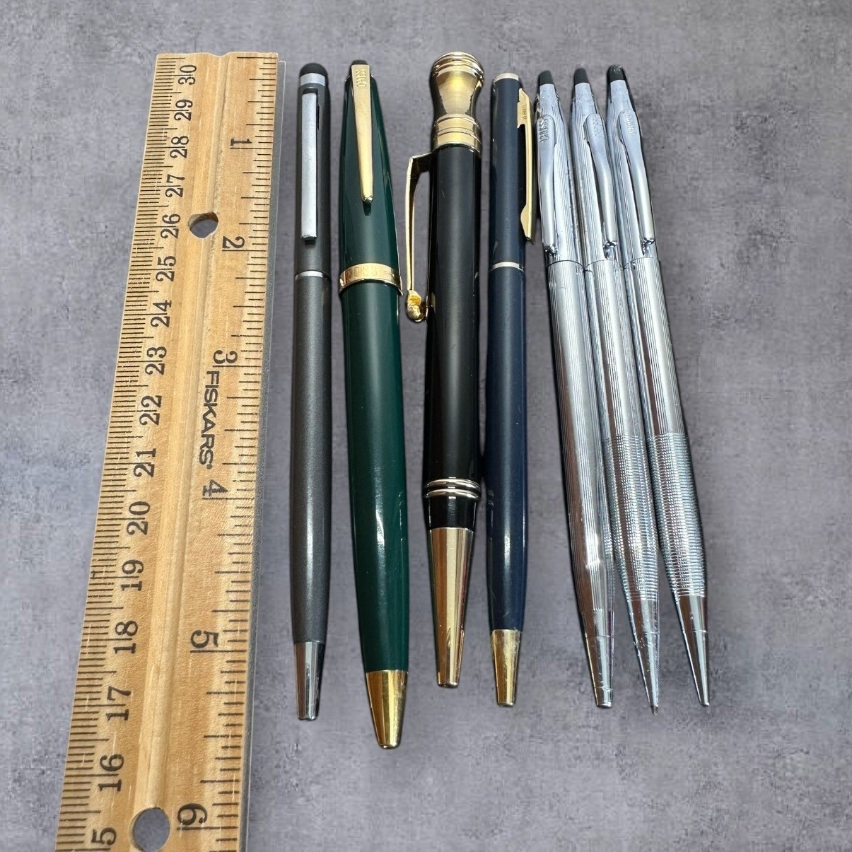 Cross Parker Mixed Ballpoint Pen/Pencil Lot 7pc Silver Gold Green Vintage -As Is