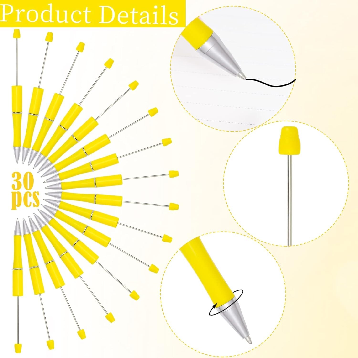 Versatile Yellow Bead Pens – Smooth DIY Writing Instruments for Creative Gifting