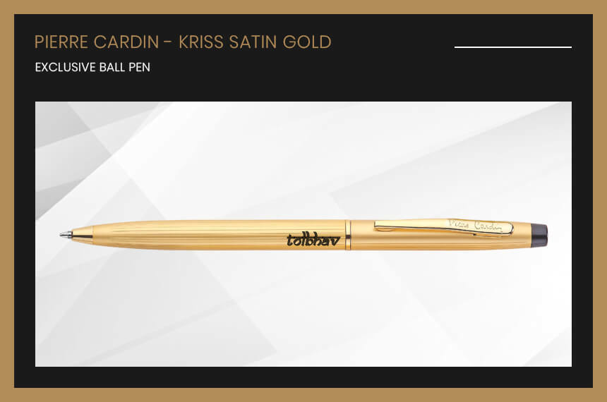 Pierre Cardin Kriss Satin Gold Ball Point Pen BP Gold Trim Blue Ink Gifting GT