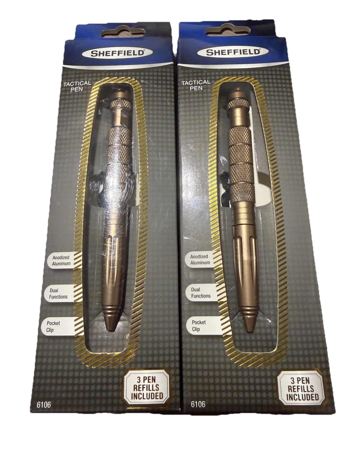 2-Tactical Pen-Bronze-Anodized Aluminum ,Pocket Clip, Glass BreakerDual Function