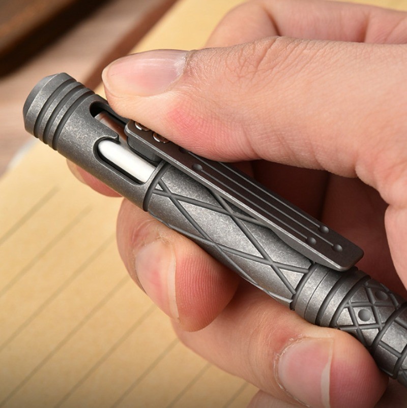 Handmade Titanium Ballpoint Pen Business Office Signature Writing EDC Pocket Pen