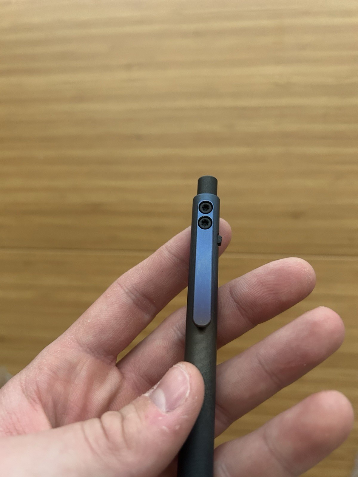 Tactile Turn x Shiny EDC Custom Blue / Gray Cerakote Standard Ti Side Click Pen
