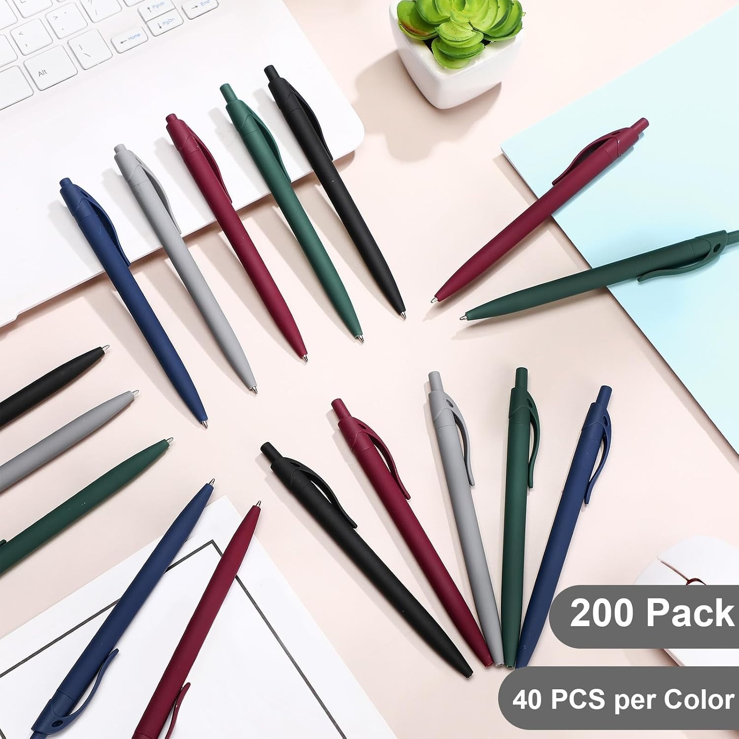200 Bulk Retractable Black Ballpoint Pens