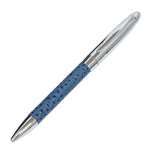 Japanese-made textured cowhide pen tray blue genuine leather-wrapped rotating