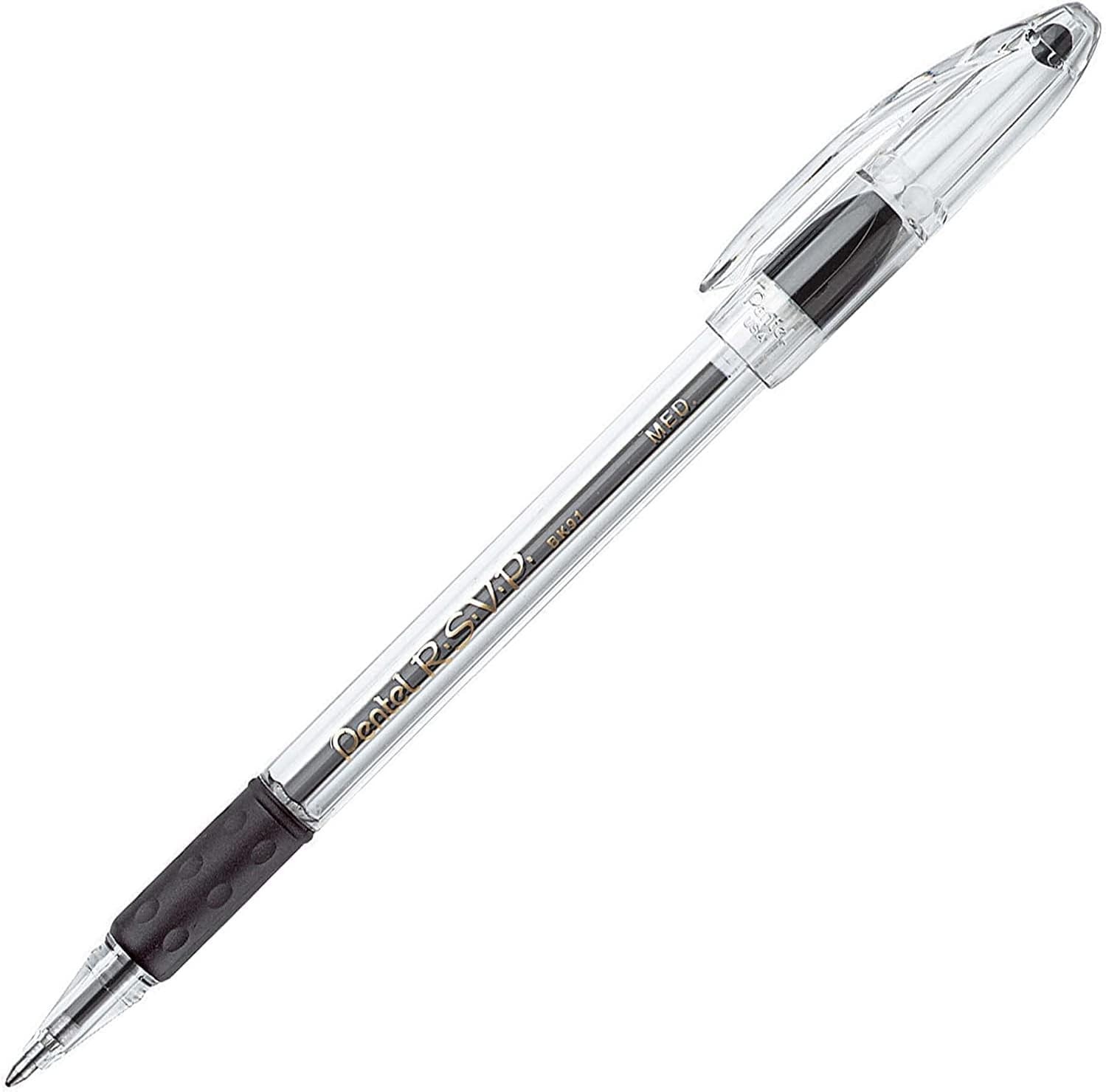 Durable RSVP Ballpoint Pens 1.0mm Medium Line Black Ink – 12 Count Assortment