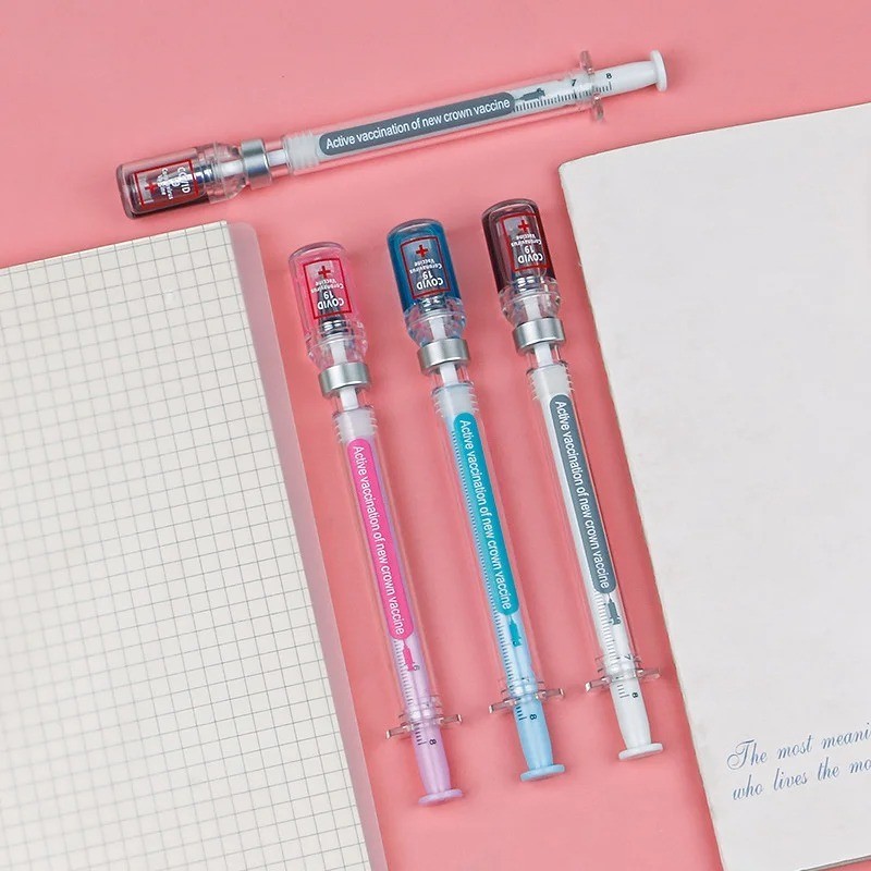 3-PCS Random Color Belt Syringe Shaped Gel Neutral Pen Signature Ballpoint Pen**