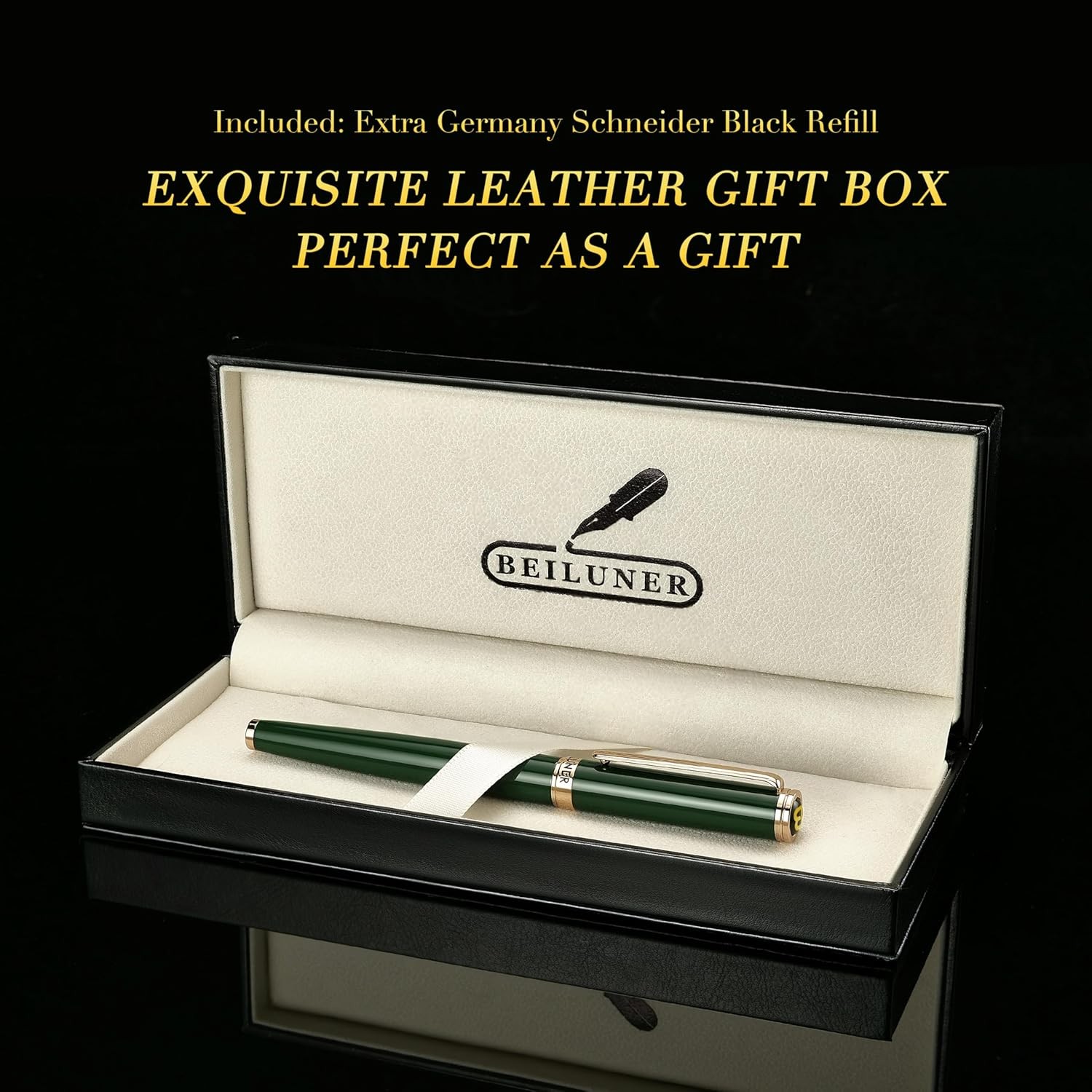 Luxury Rollerball Pen, Stunning Green Lacquer with 24K Gold ,Green and Gold