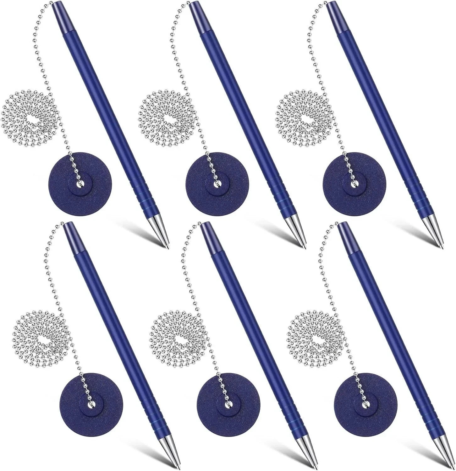 6 Pcs Secure Pen with Adhesive Pen Chain and Security Pen Holder for Home Office