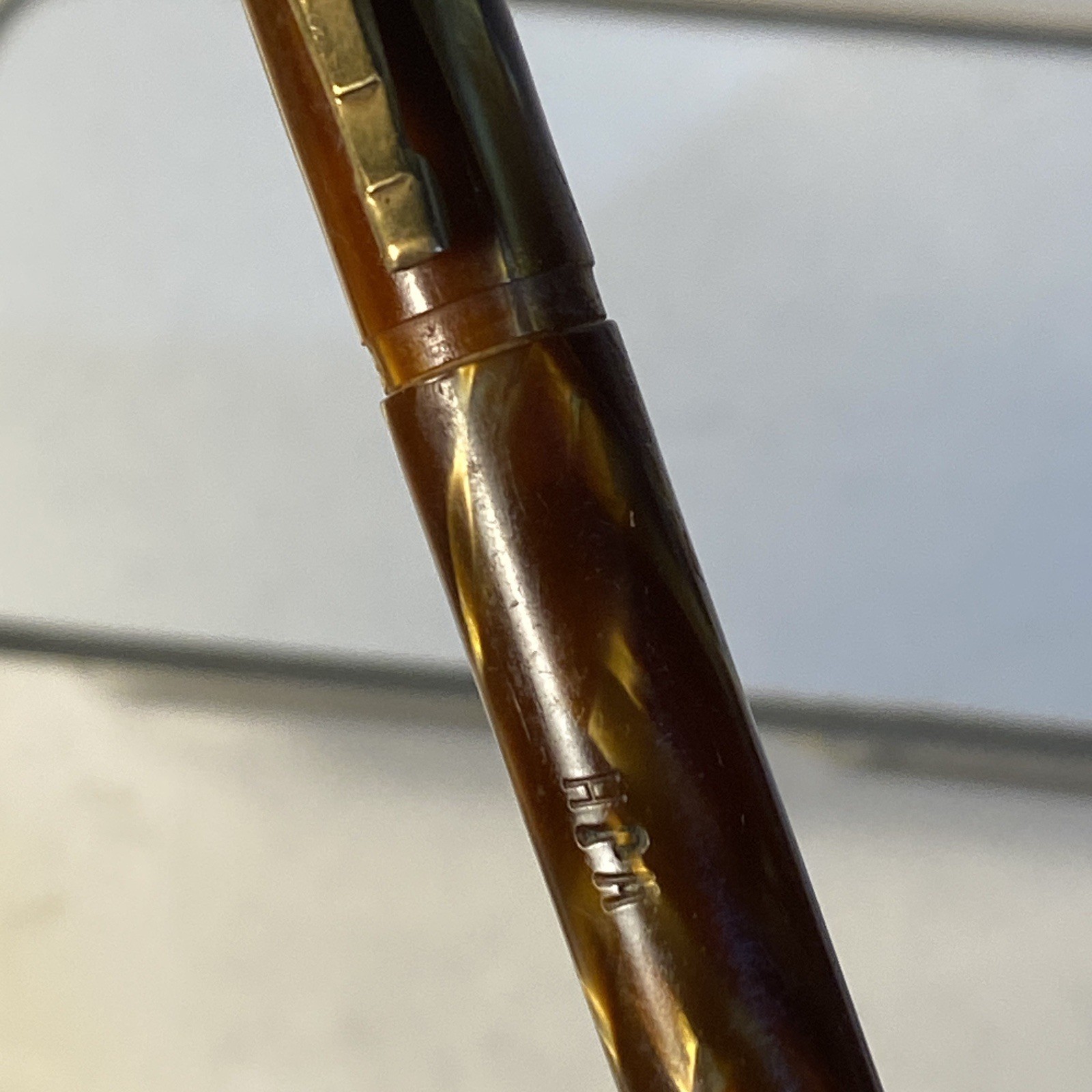 Antique Waltham Mechanical Pencil Gold and Brown Marbled Celluloid Art Deco