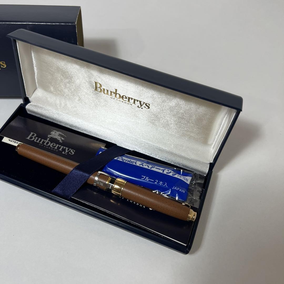 Burberry fountain pen, unused? Leather wrapped, brown 230929