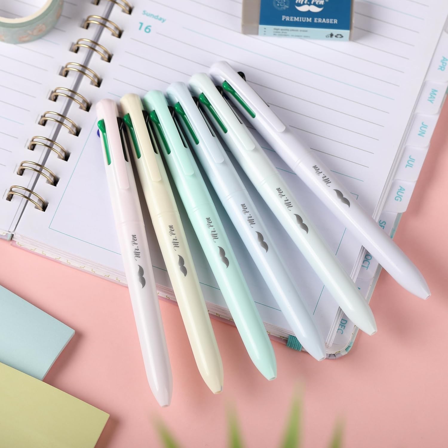 Ballpoint Pen 4-Way Multi Ink 6-Piece Set Journaling Note-Taking Planner