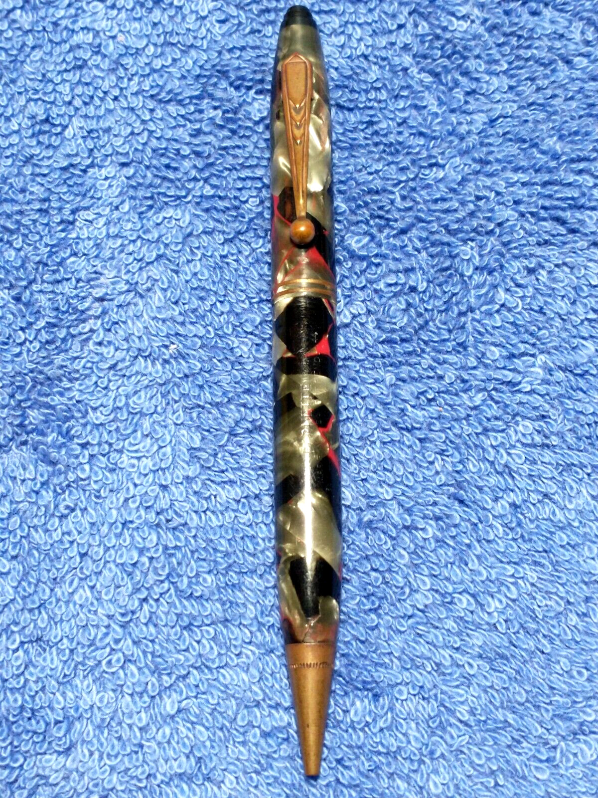 PARKER PARKETTE VINTAGE CELLULOID MECH PENCIL BLACK SILVER COLLECTIBLE ANTIQUE