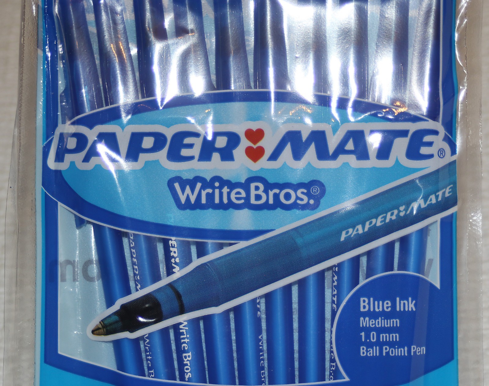 Vintage Paper Mate Write Bros Blue Cap Pens Pack Of 10 Sealed NOS